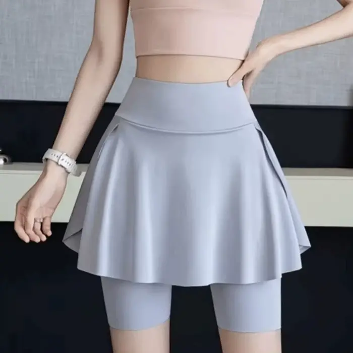 Jupes de tennis pour femmes élastiques taille haute séchage rapide jupes deux-en-un matière extensible robe de sport pour femmes occasions spéciales