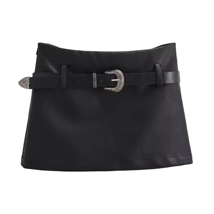 KEYANKETIAN nouveau lancement femmes Faux cuir jupe mode Sexy Grunge avec ceinture côté fermeture éc