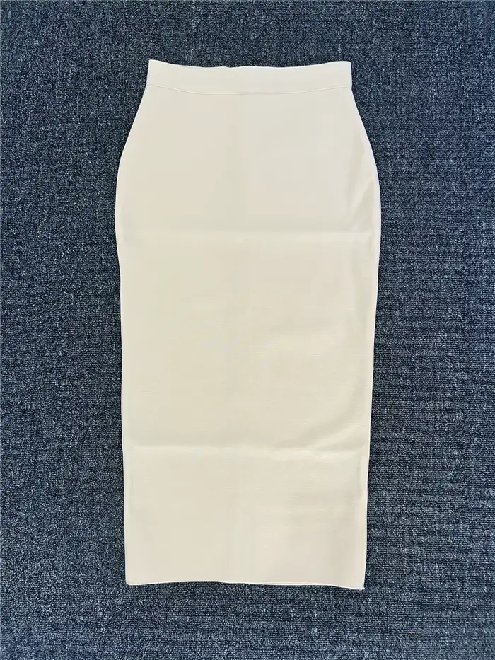 Jupe bandage taille haute pour femme, longueur 78cm, élégante, midi, mollet, jupes crayon longues, b