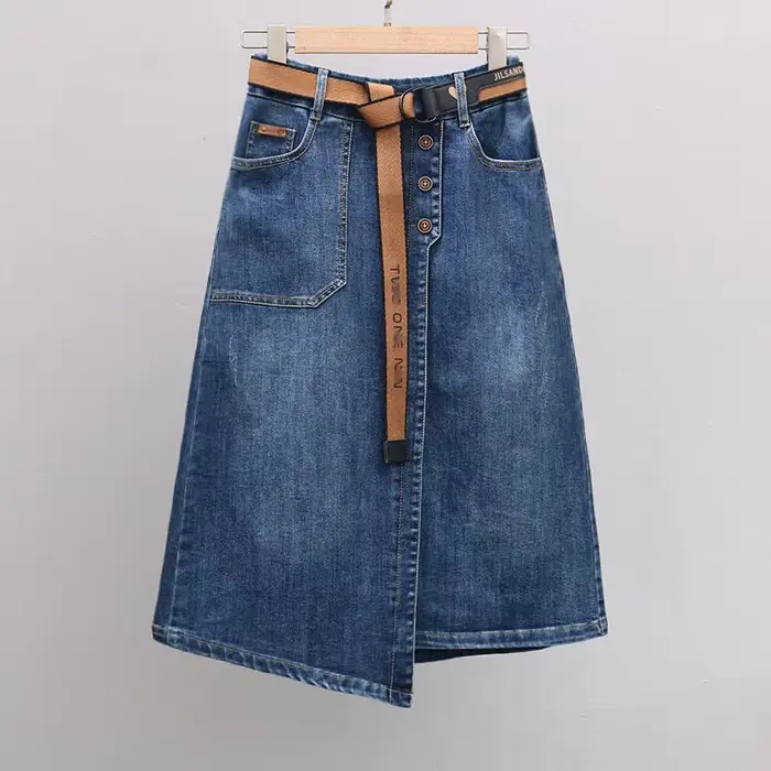Jupe en jean asymétrique pour femme, nouvelle collection printemps-été 2026, taille élastique, coupe