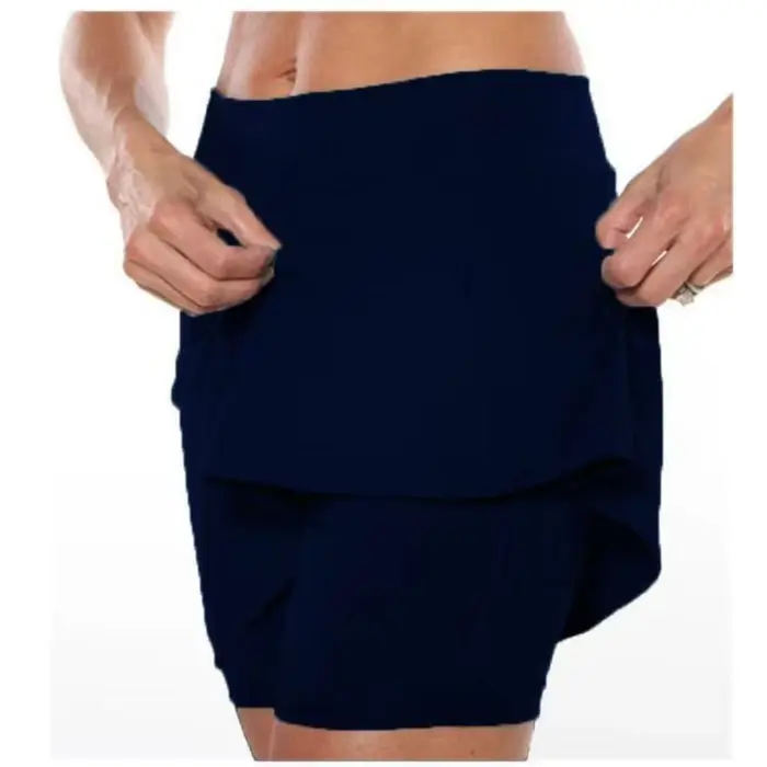 Fitness sport jupe short taille haute décontractée course Tennis Golf Shorts couleur unie Anti-expos