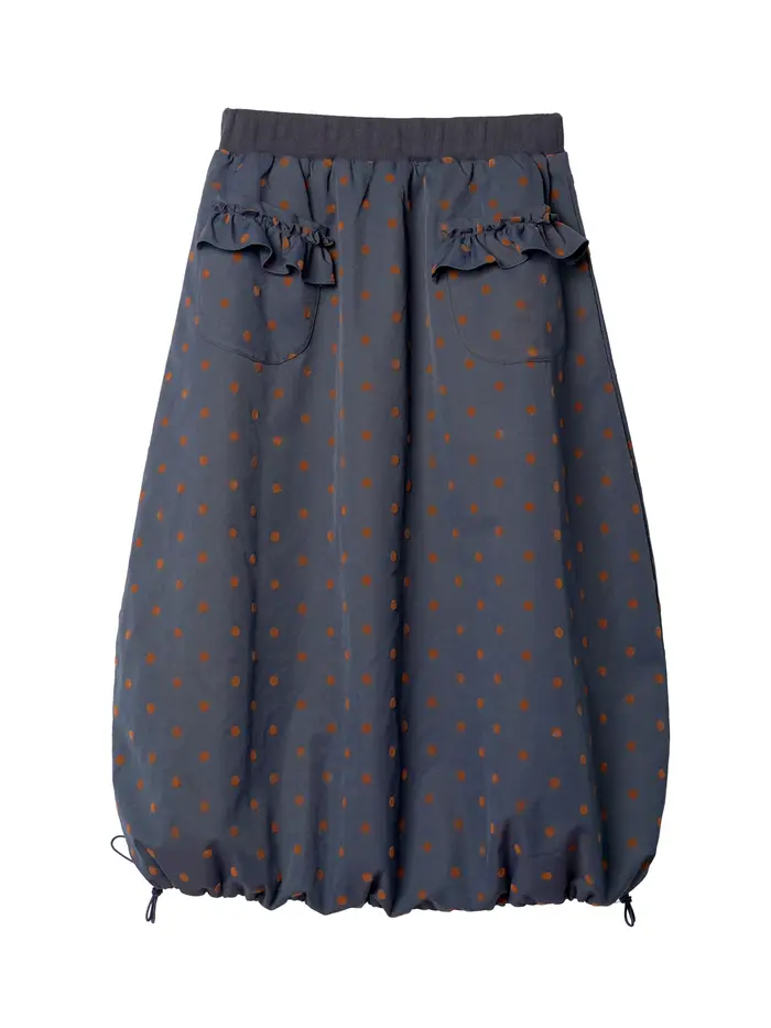 Jupe lanterne à pois en velours