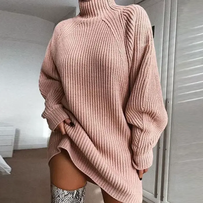 Robe pull à col roulé pour femme