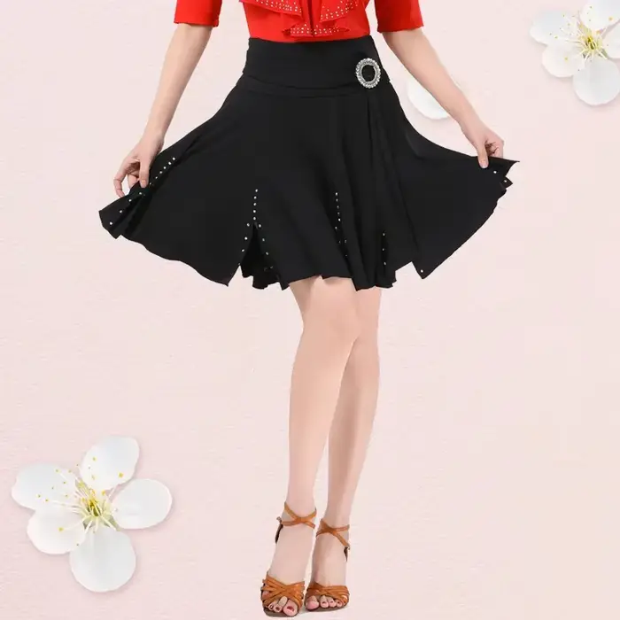 Nouvelle Collection Printemps-Été : Jupe Courte de Danse Marin Anti-Transparence à Ourlet Large Rouge et Noir pour