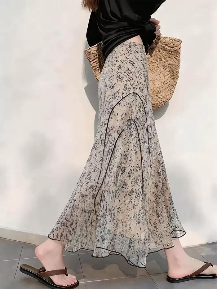 Jupe Imprimée 2026 Nouvelle Collection Printemps-Été – Jupe Longue Haut de Gamme pour un Style Profe