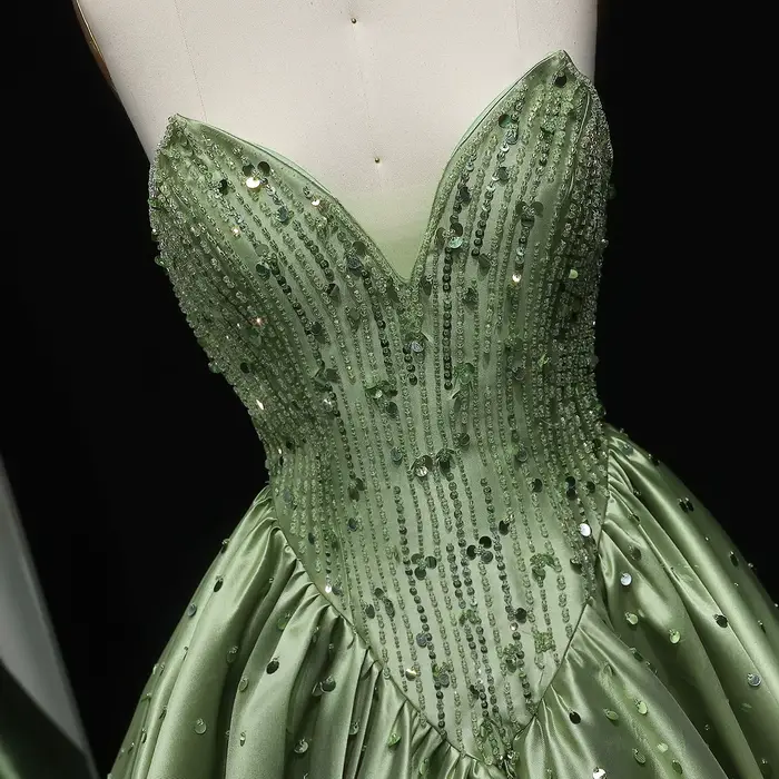 Robe de soirée longue en satin vert Sharon Said drapée avec perles et cristal pour femmes occasionnelle soirée officielle