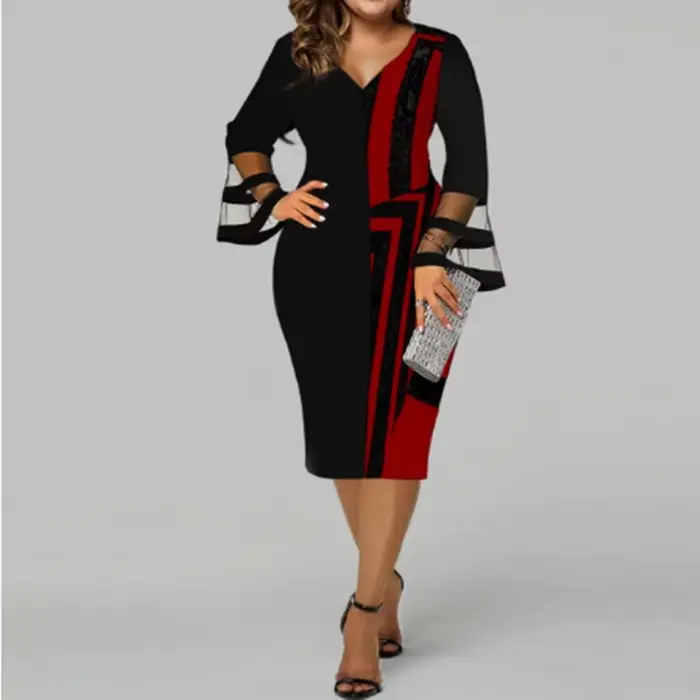Robe mi-longue grande taille pour femmes élégante imprimée pour soirée occasions spéciales 2025