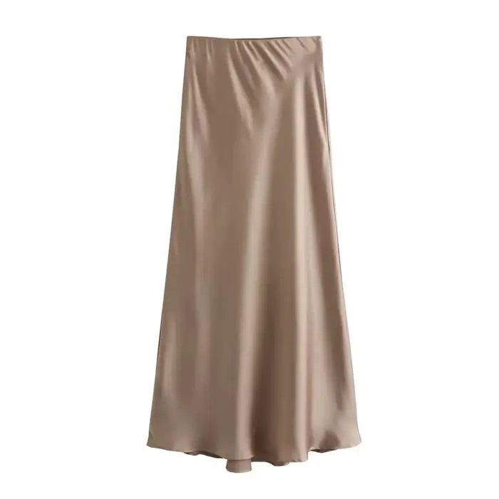 Jupe Taille Haute en Satin Polyestère Pour Femmes Occasions Professionnelles Et Décontractées