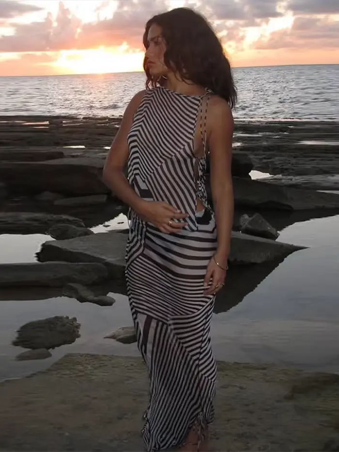 Ensemble jupe plissée marron chic pour femmes, style bohème, manches bouffantes, pull court, chemises, paquet de hanches, jupe courte, costume de plage de vacances, 2 pièces