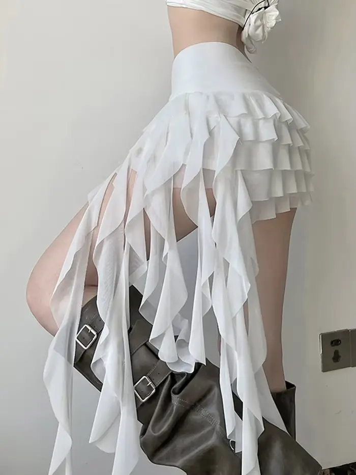 Jupe Zoki en maille Y2K avec volants hautement élastique pour femmes style streetwear vintage occassions quotidiennes