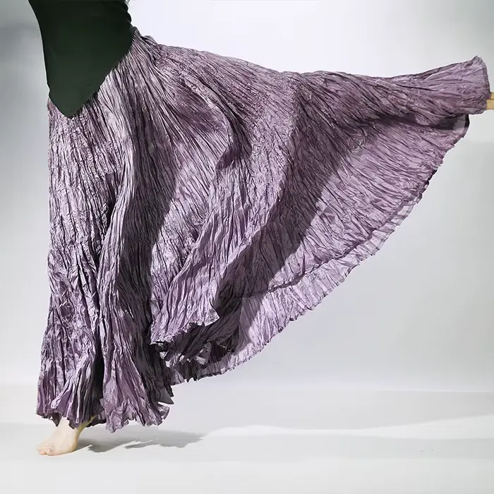 Jupe plissée texturée femme style décontracté polyester longueur cheville pour sorties nocturnes et occasions semi-formelles