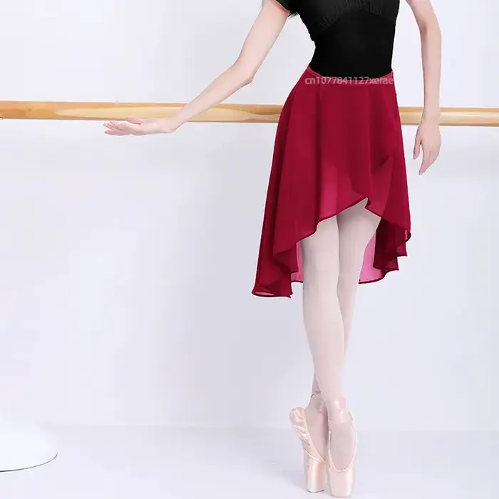 Jupe de Ballet mi-longue pour femmes, jupe en gaze de Style crochet de danse avec taille réglable po