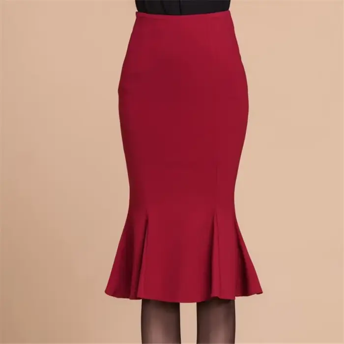 Jupe longue sirène Helabes taille haute avec volants polyester coupe ajustée pour femmes grandes tailles occasions printemps automne
