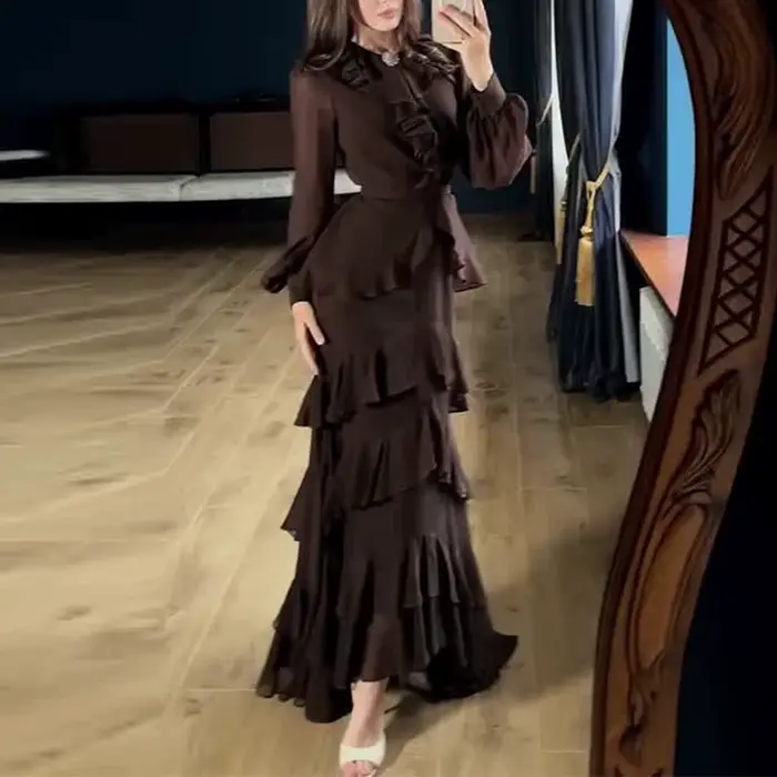 Robe de soirée élégante à manches longues pour femmes
