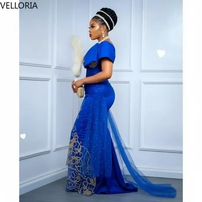 Robe De mariée africaine bleu Royal George