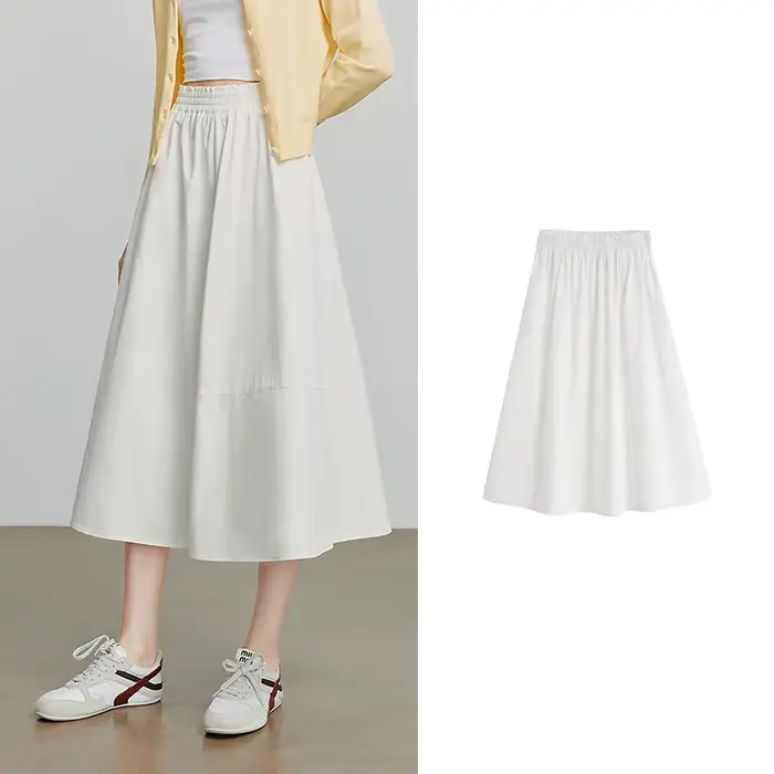 TOYOUTH femmes jupe 2025 automne nouvelle taille haute pur coton minimaliste parapluie jupe citron j