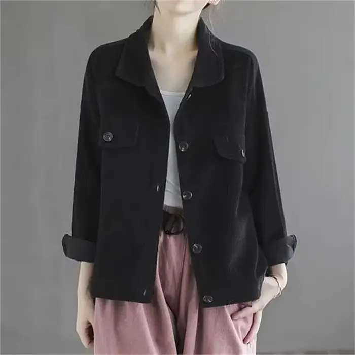 Veste Courte en Velours Côtelé pour Femme Printemps Automne 2026 – Nouvelle