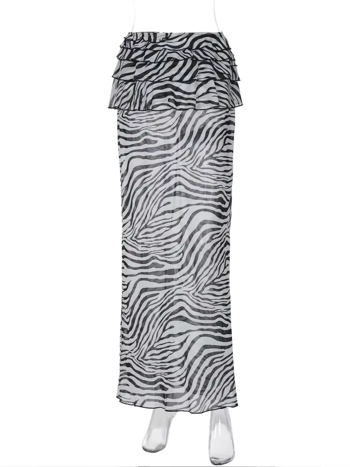 Robe longue imprimée motif zèbre sexy nouvelle mode 2026 pour femme