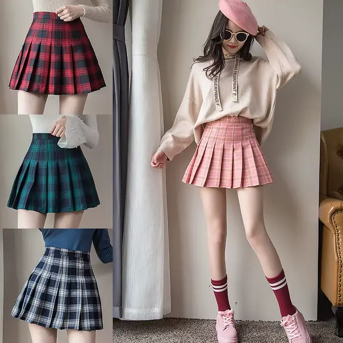 Jupe Harajuku Style Préppy Femmes Jupe Courte Nouvelles Coréennes Fermeture Éclair Taille Haute École Fille Plissée Plaid Sexy Mini Occasionnels