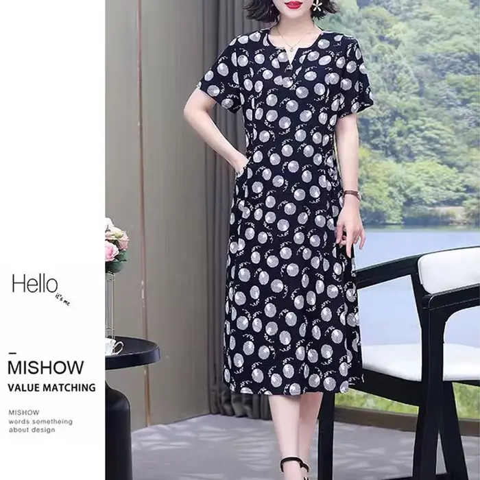 2025 Robe grande taille Robe d'été Robe Femme femmes décontracté à manches courtes Boho Vintage impr