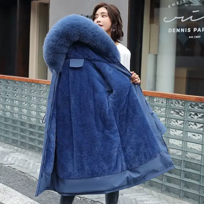 Veste d'hiver 2026 nouvelles femmes Parka vêtements Long manteau doublure en laine à capuche col de fourrure épais chaud