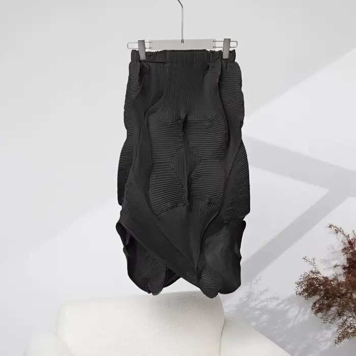 Miyake plissé couleur unie demi-jupe 2025 été nouvelle jupe demi-corps plissée irrégulière femmes mi