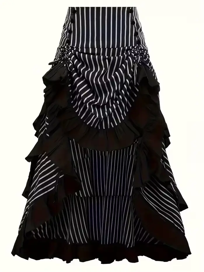 Jupe plissée de style gothique de couleur foncée avec ceinture élastique
