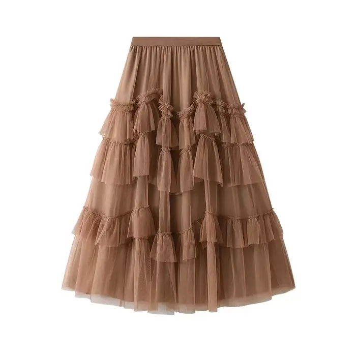 Femmes Tutu gâteau jupes élégant volants à plusieurs niveaux une ligne Tulle