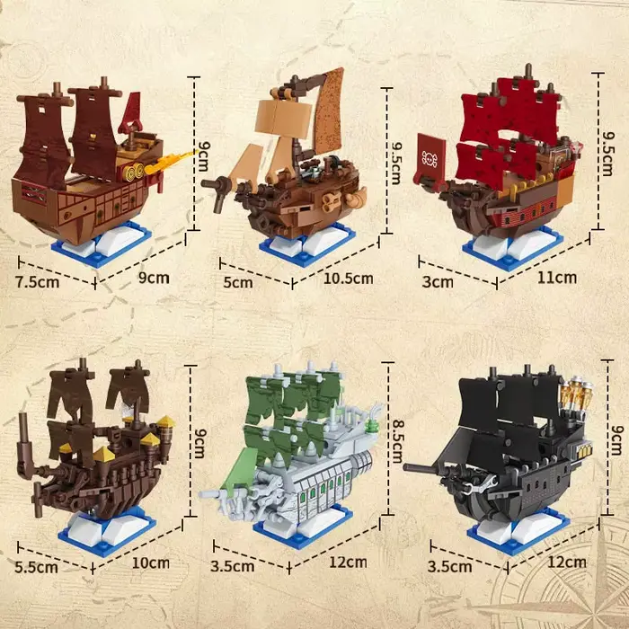 Blocs de construction de modèle de bateau pirate miniature à faire soi-même