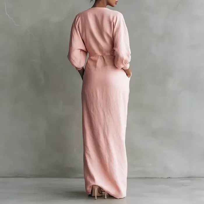 Robe longue décontractée bohème unie pour femme