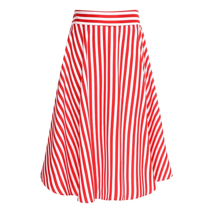 Jupe trapèze rayée intemporelle pour femmes adultes, fermeture éclair au dos, taille haute, jupe de 