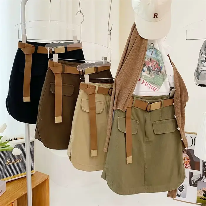Jupe en jean style safari coréenne pour femmes