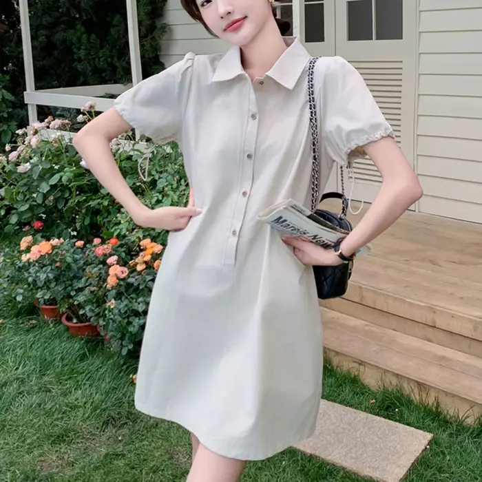 Jupe Polo pour Femme Été 2026 Nouveau Style Simple avec Cordon de Serrage à la Taille Robe Courte Ample