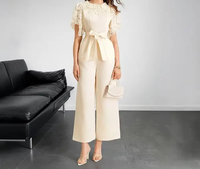 Nouvelle combinaison de soirée élégante en polyester pour femmes, coupe ample, style décontracté, automne-hiver, idéale pour soirées romantiques et cérémonies formelles