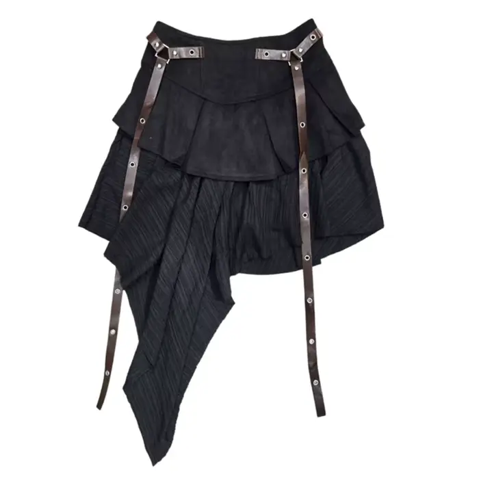 Jupes Courtes Femme Plissées Coupe Trapèze Taille Élastique Irrégulières Vintage Élégantes Épissées Y2K Streetwear Travail Sexy Printemps 2026
