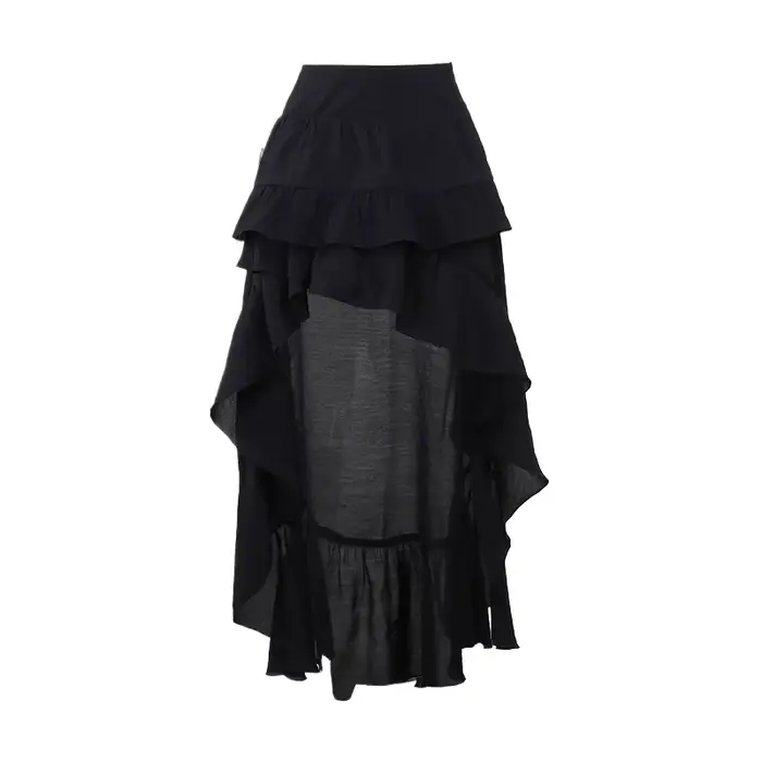 Jupe Goth Kawaii Noir à Volants Style Rétro Années 90 Pour Soirées Mode Féminine Gothique Traînante Alternatif