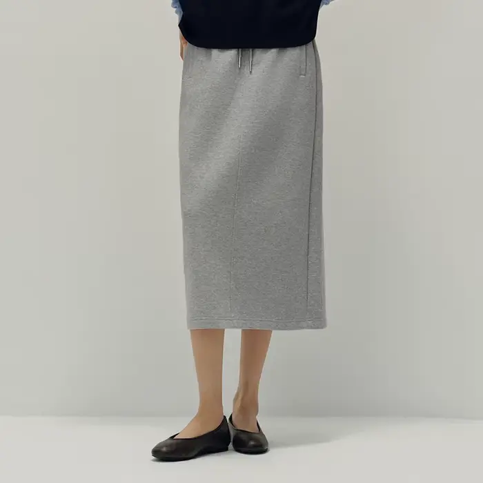 Jupe longue droite en maille pour femme Semir, taille élastique, style sport rétro, bas décontracté,