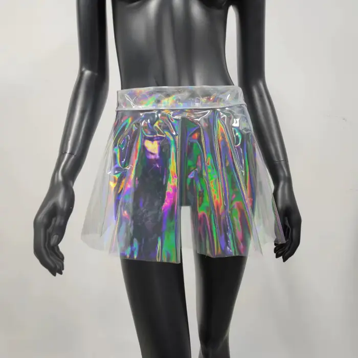 Mini jupe transparente pour femme, sexy, esthétique, holographique, laser, robes pour femme, festiva