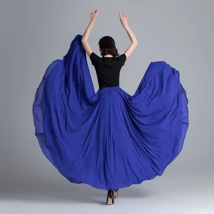 Jupe large en mousseline de soie à 720 degrés pour danse sur la plage et spectacles de danse modernes femmes occasions spéciales