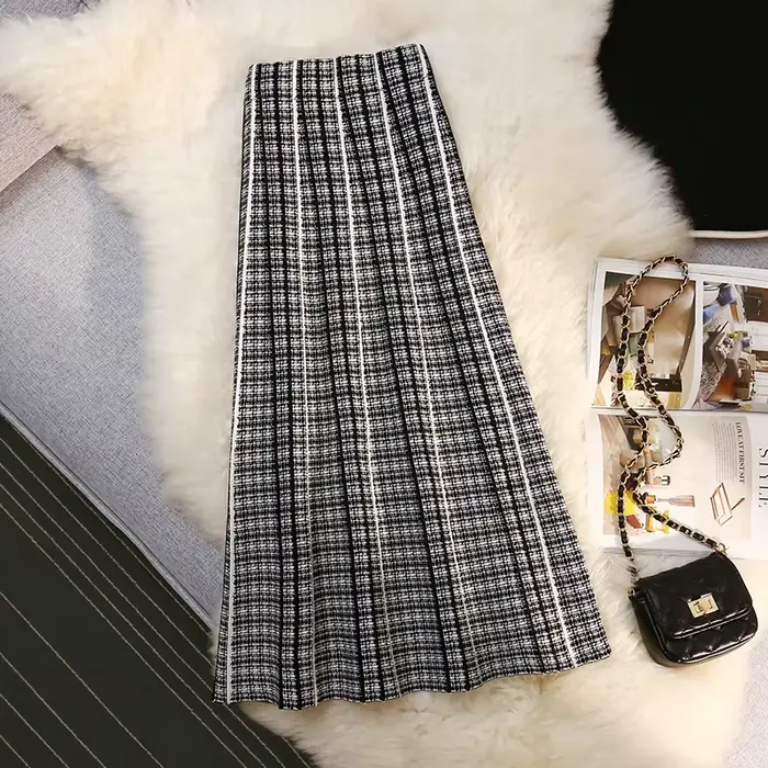 Jupe trapèze taille haute rétro pour femme