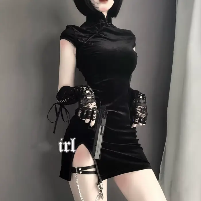 Diablo-Jupe Cheongsam chinoise sexy pour filles