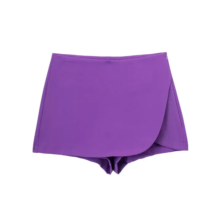 DUOPERI femmes mode plaine asymétrique jupe Style Shorts femme Chic élégant doux dame décontracté ju
