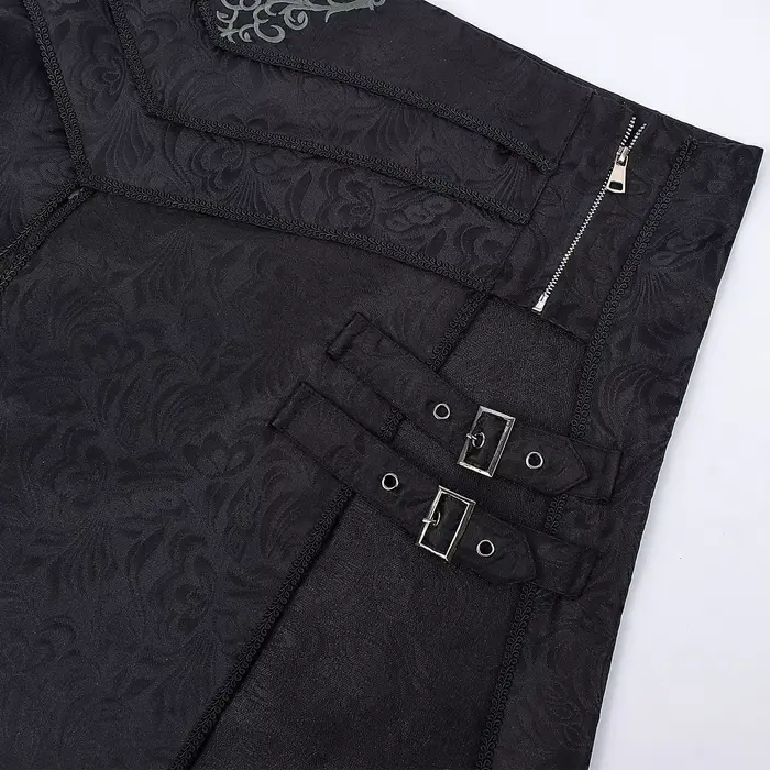 Jupe gothique slim à fente latérale pour hommes, style rock sombre steampunk mage cosplay rétro palais Jacquard polyester rouge