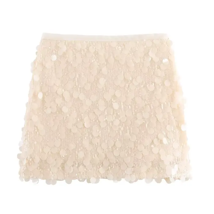 HH femmes été nouvelle mode Sequin Mini jupe mince femme Sexy élégant Banquet fermeture éclair taill