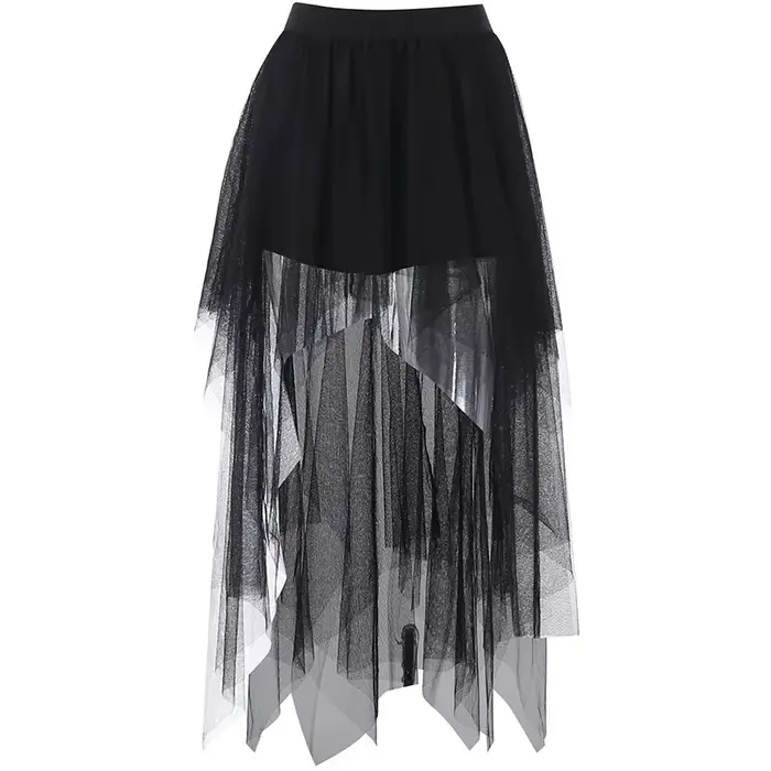 Jupe irrégulière taille haute en fil de filet pour femmes, jupes décontractées polyvalentes de Style