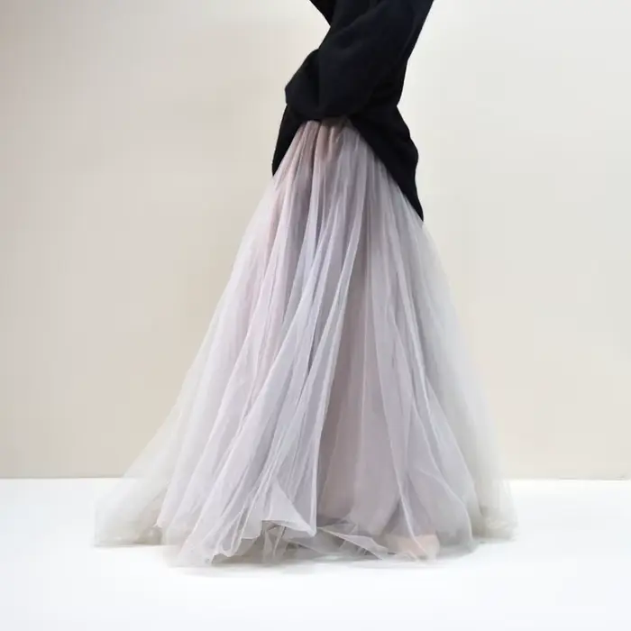 Jupe midi féerique taille haute ajustée, jupe en tulle de danse printemps 2026