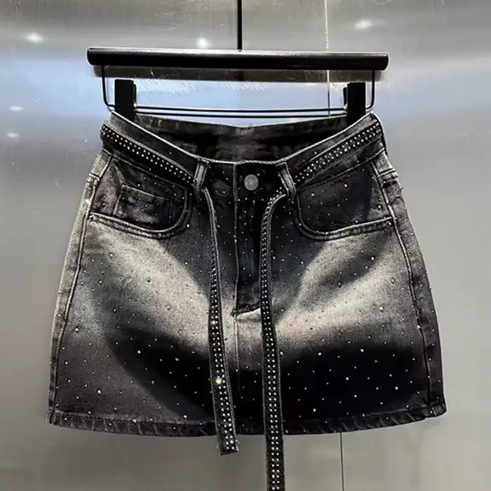 Mini-jupe en jean rétro oversize pour femme
