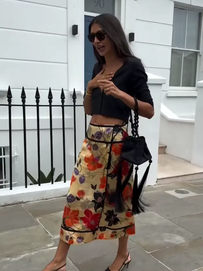 Jupe vintage à imprimé floral pour femme
