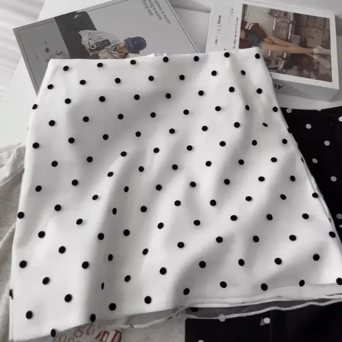 Jupe moulante vintage à pois Moda, style coréen, taille haute, fermeture éclair, mini-jupe décontrac