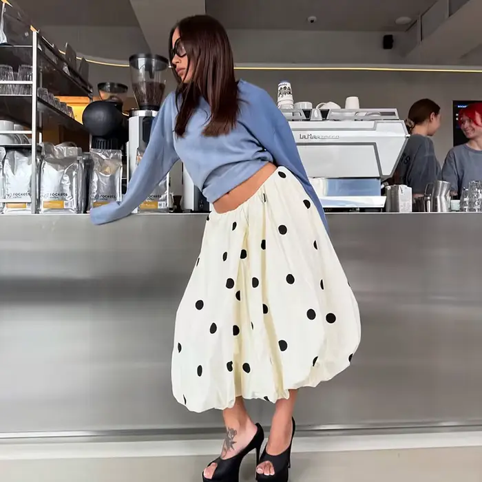 Jupe longue à pois pour femme